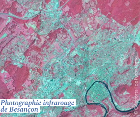 Photo aérienne infrarouge de Besançon