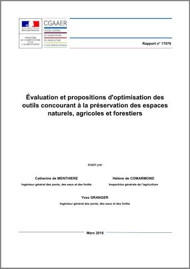 Couverture du rapport : "Évaluation et propositions d'optimisation des outils concourant à la préservation des espaces naturels, agricoles et forestiers"