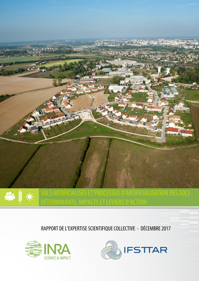 Couverture du rapport : "Sols artificialisés et processus d’artificialisation des sols : déterminants, impacts et leviers d’action"